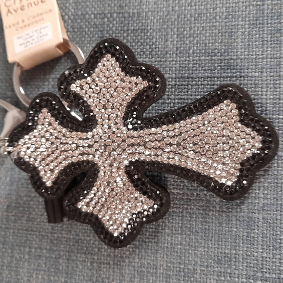 Cross Rhinestone Keychain Purse Charm Backpack Clip Religious Religion Gift - Picture 2 of 4